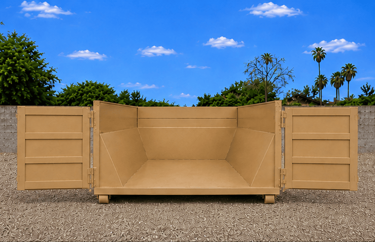 16-yard dumpster rear view with doors open
